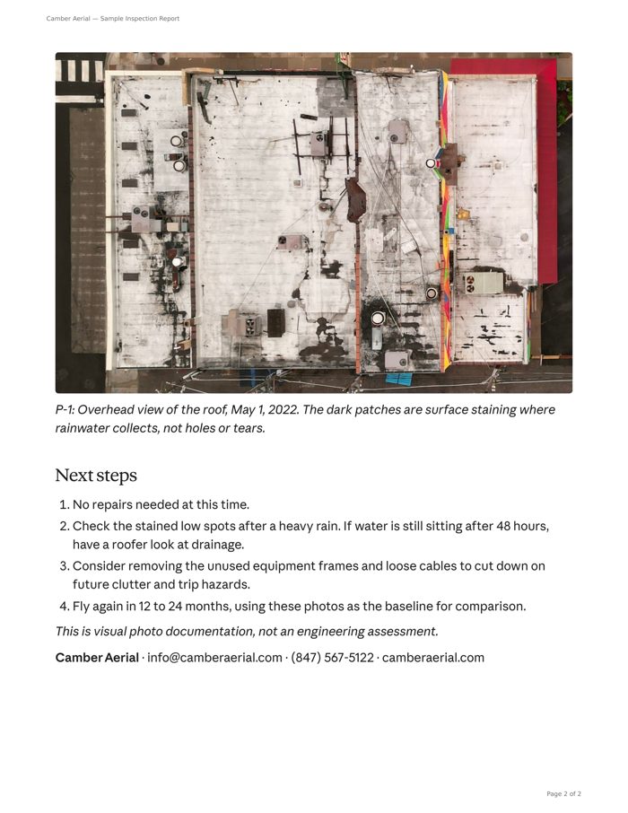Sample report, page 2
